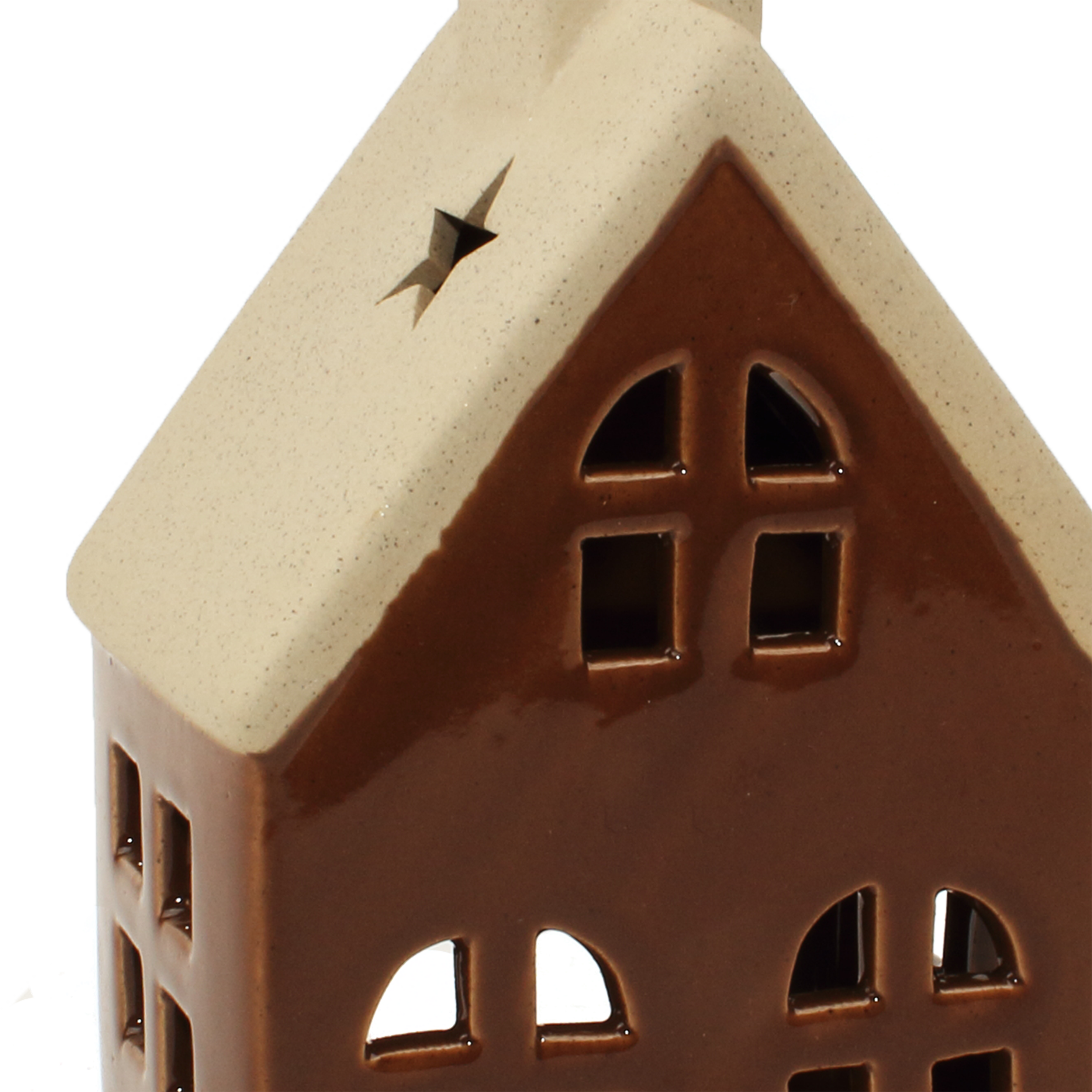 Domek ceramiczny 16x9.5cm brązowy lampion - 5