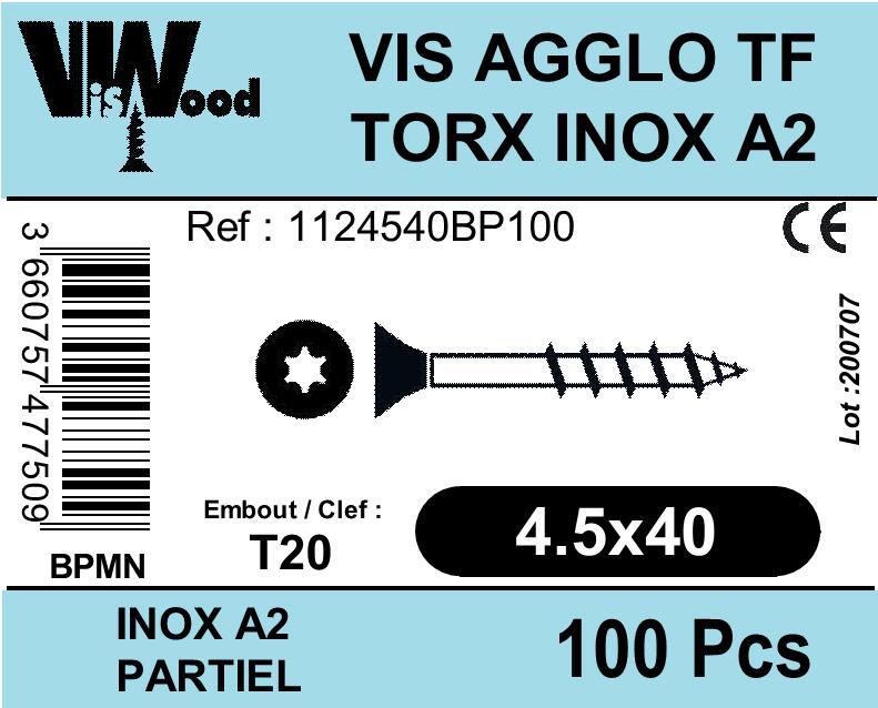 Vis bois inox A2 Diam. 4,5 x 40 mm Boîte de 100 - VISWOOD - 3