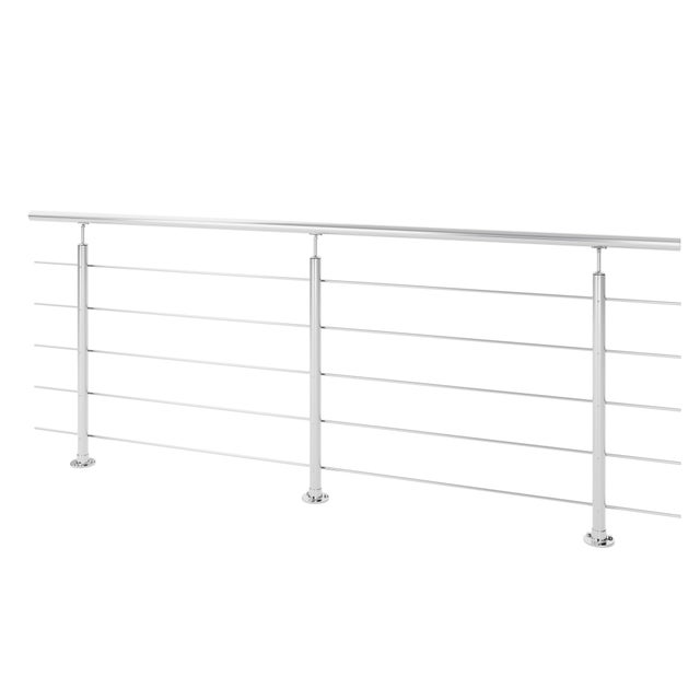 Garde corps intérieur et extérieur inox 304 Long.2,5m argent fixation au sol, en kit