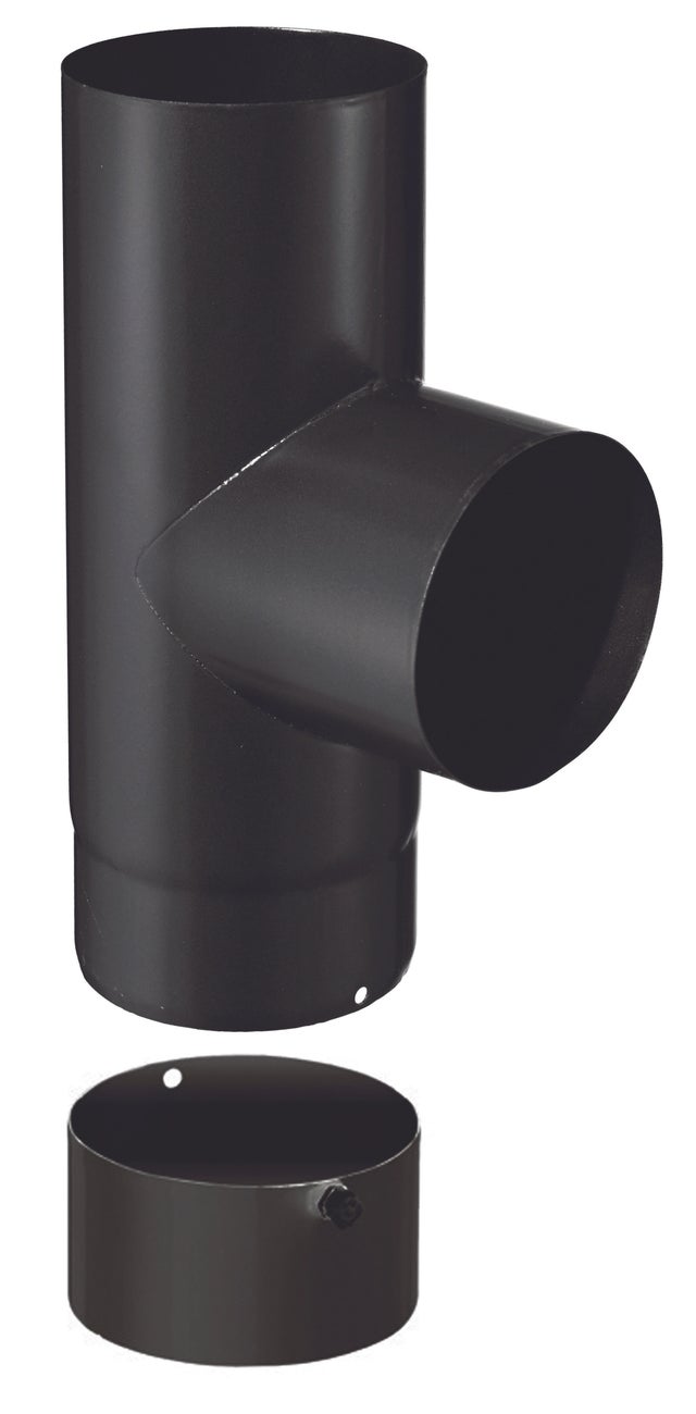 Té 90°+ tampon raccordement émail 0,7 mm noir mat Ø150