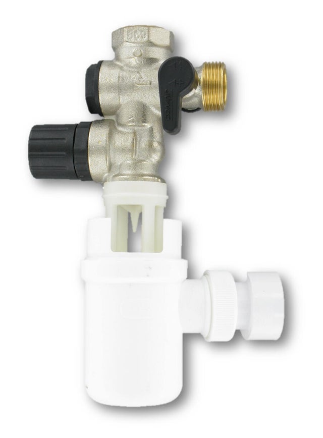 Groupe de sécurité hydraulique droit inox pour eau agressive avec siphon - COMAP