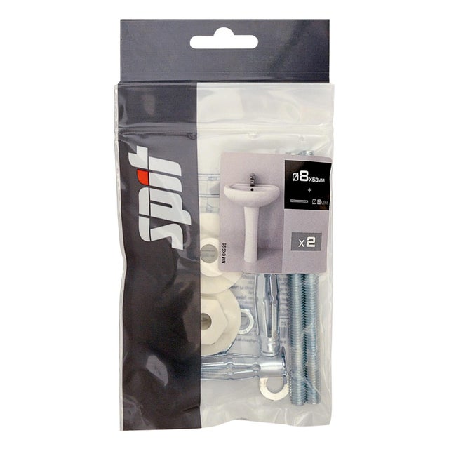 Kit de fixation lavabo cheville + tige filetée Diam.8 mm x 53 mm - SPIT HF (lot de 2)