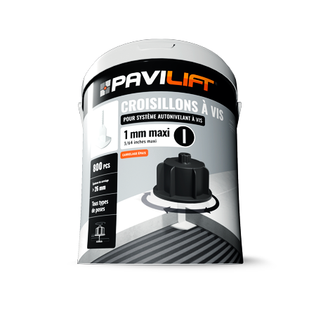Croisillons autonivelants à vis pour carrelage Ep.1 mm en I - PAVILIFT (seau de 800)