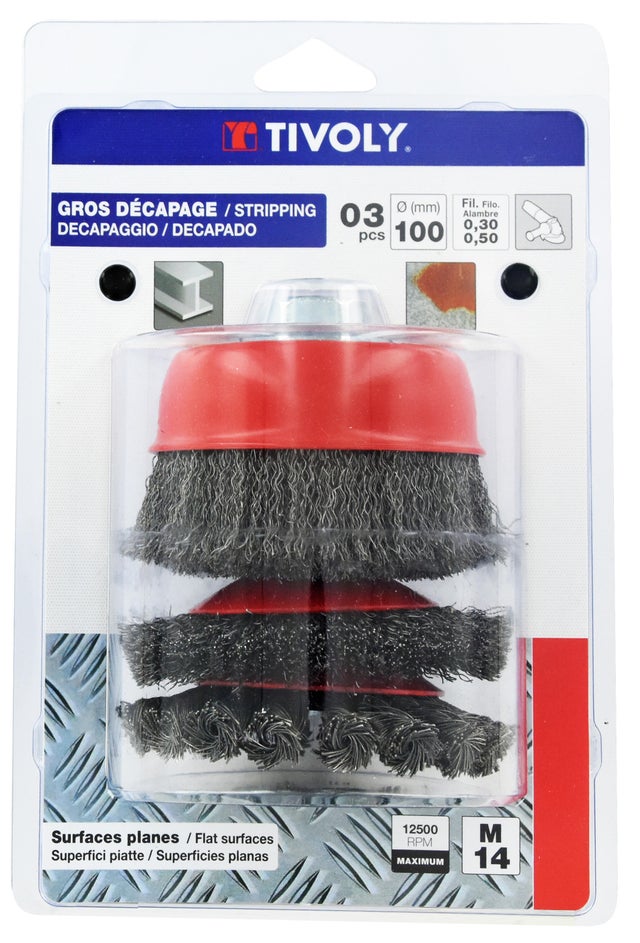 Kit 3 brosses métal coupe conique M14 - TIVOLY