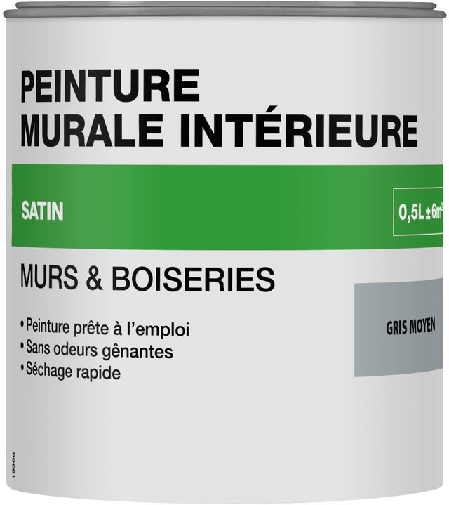 Peinture intérieure multi-support acrylique satin gris moyen 0,5 L