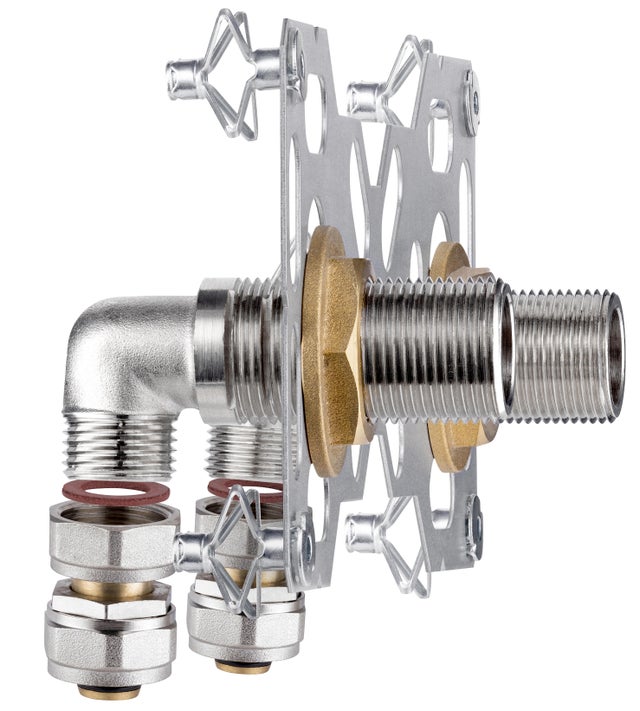 Kit de fixation robinetterie double pour installation en multicouche à compression Diam.16 mm Easy Fix