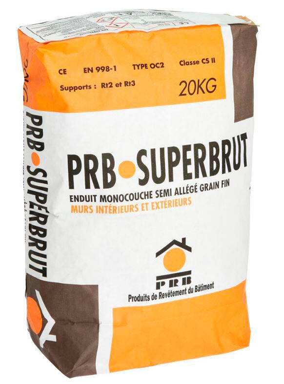 PRB SUPERBRUT - Enduit monocouche semi allégé grain fin Picardie - 20 kg 