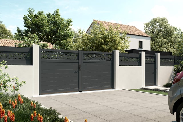 PORTAIL ALUMINIUM DECOMIXT GRIS H 1.74X3.56M
