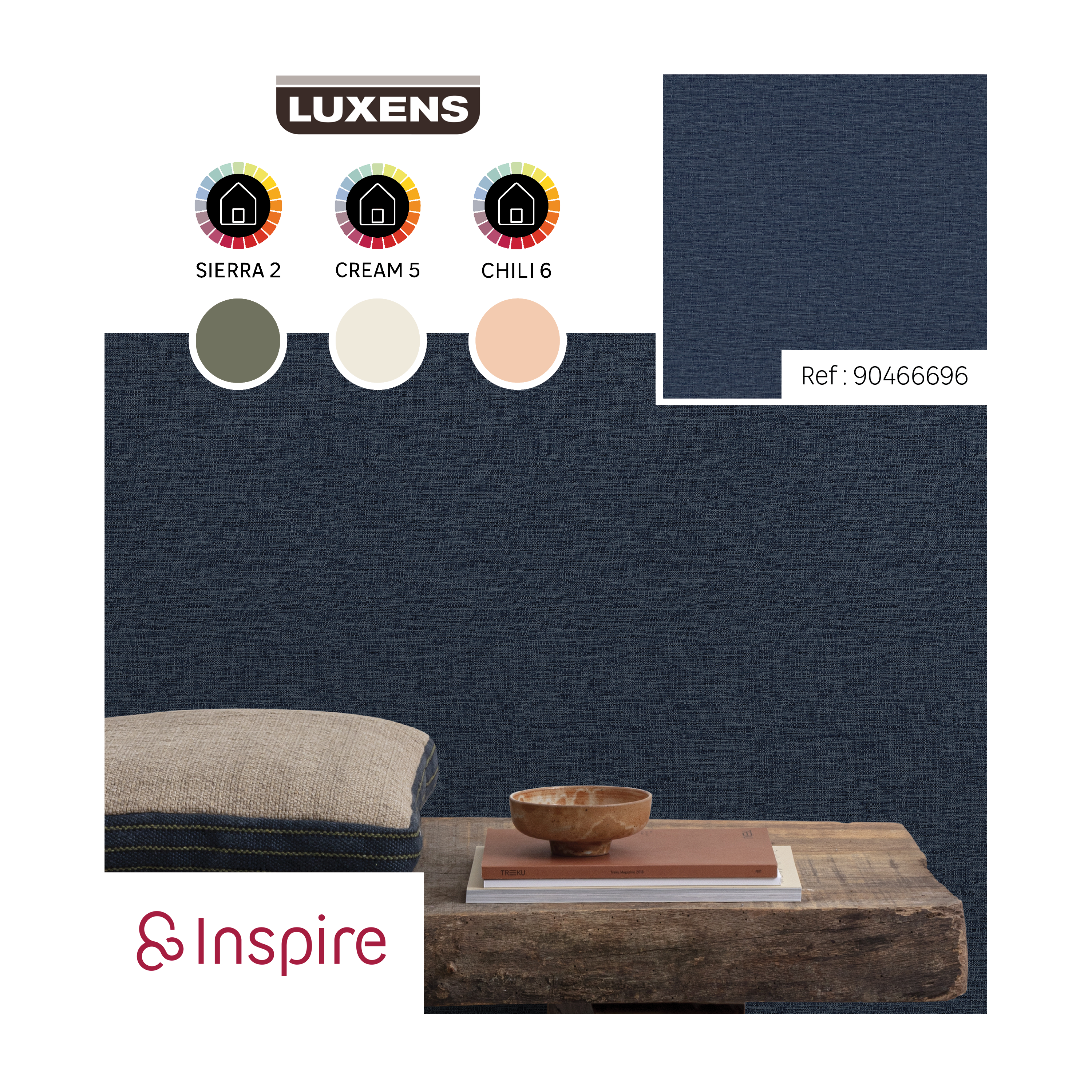 Papier peint intissé Aspect paille INSPIRE bleu némo 1 - 5