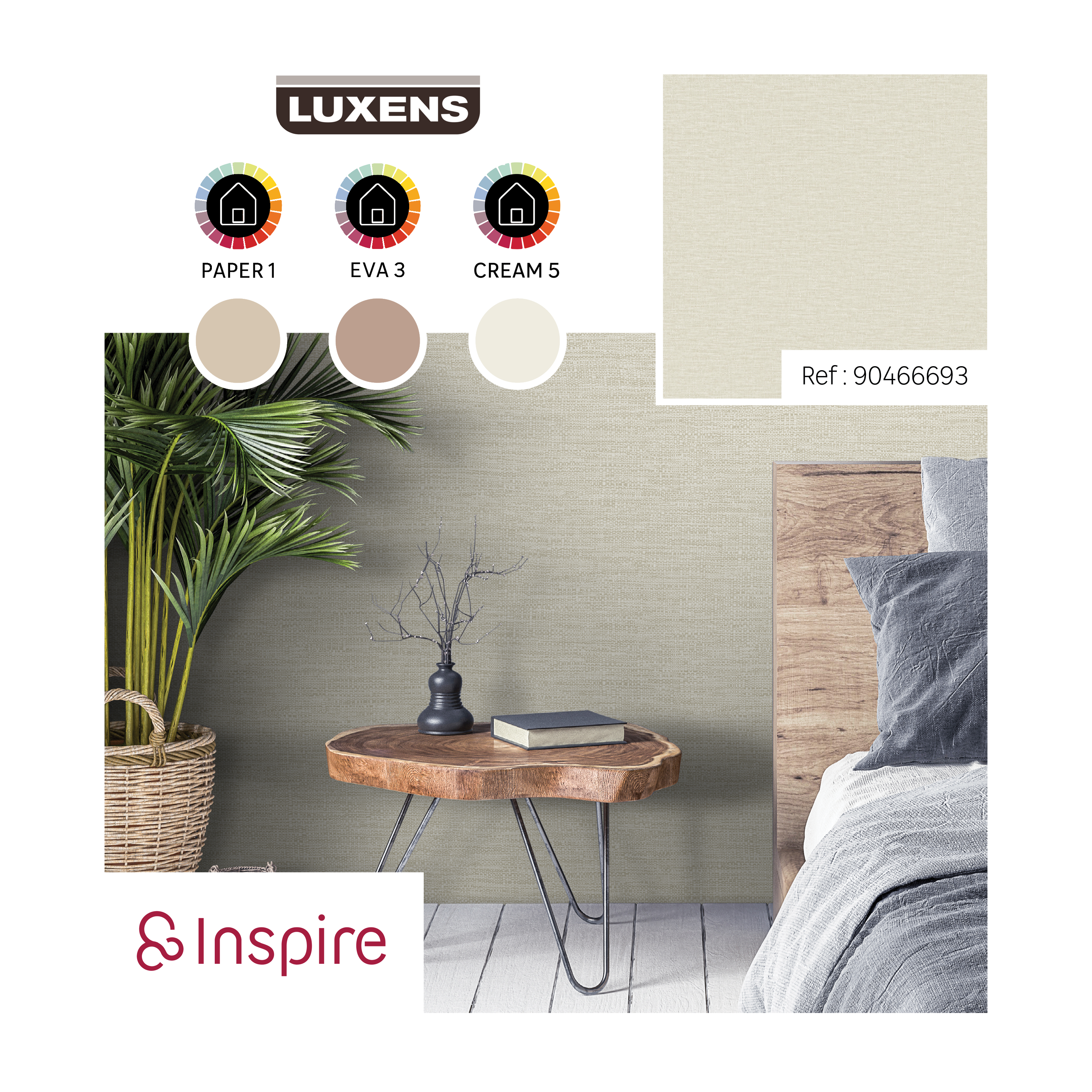 Papier peint intissé Aspect paille INSPIRE blanc paper 1 - 5