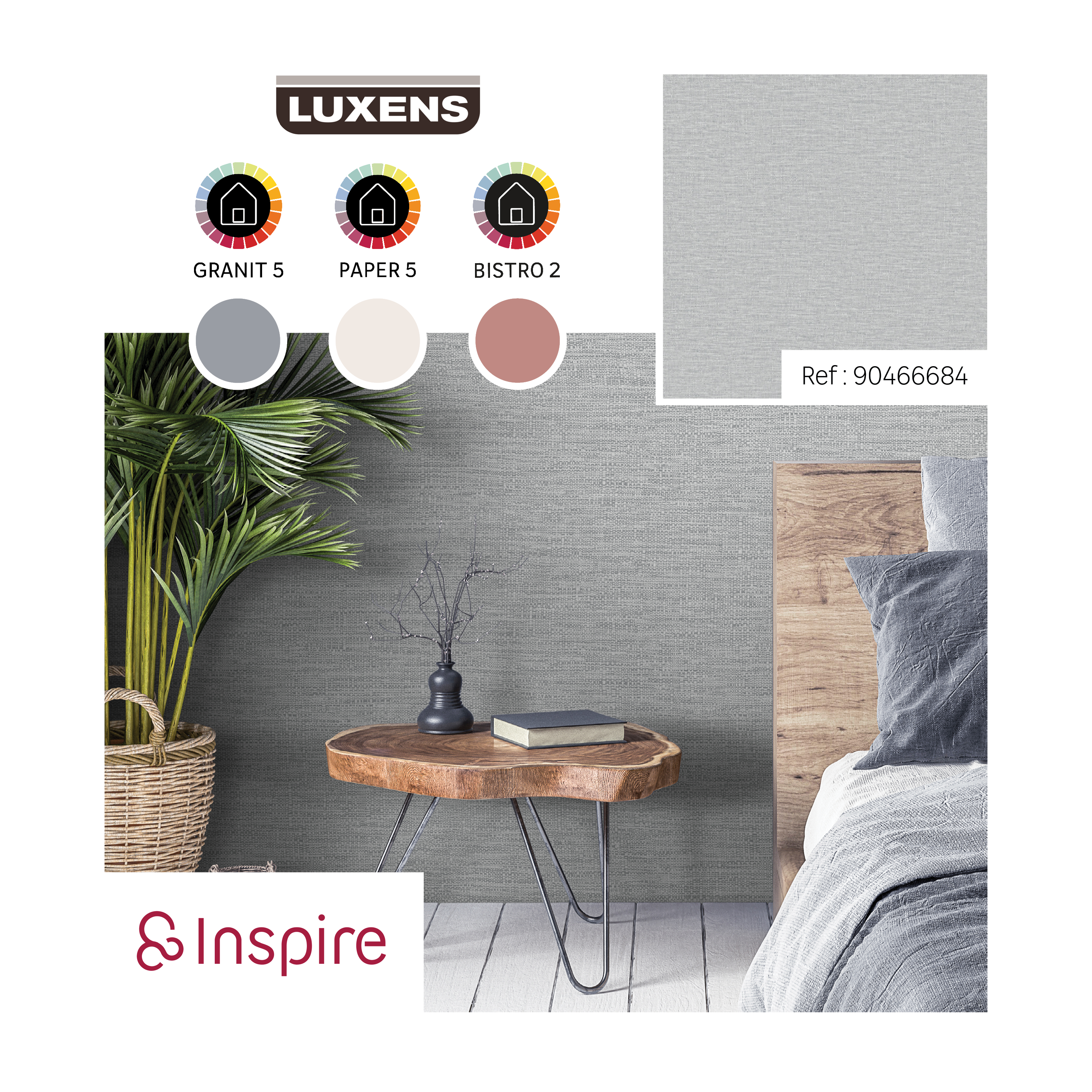 Papier peint intissé Aspect paille INSPIRE gris granit 5 - 5