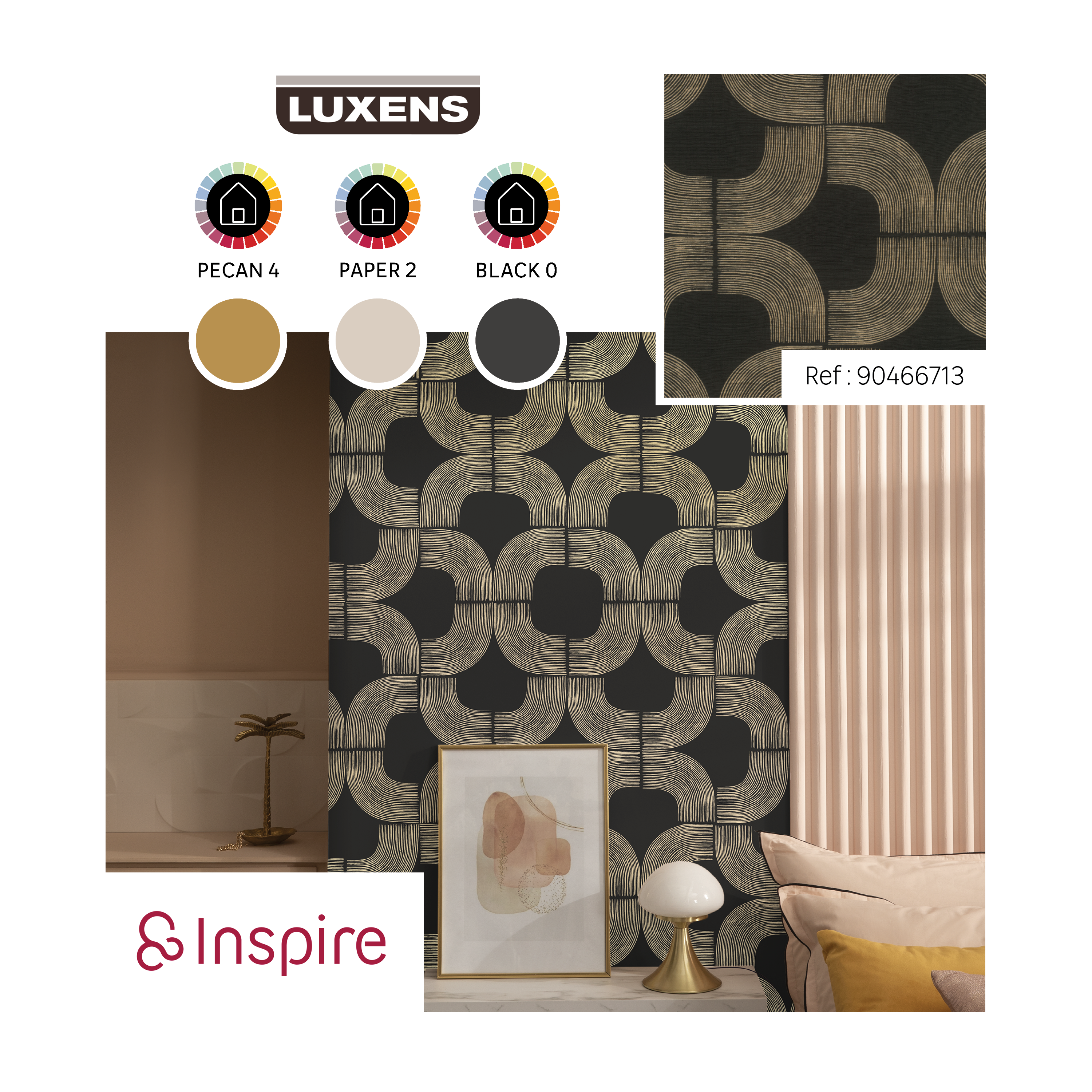 Papier peint intissé Géométrique Grace INSPIRE noir - 4