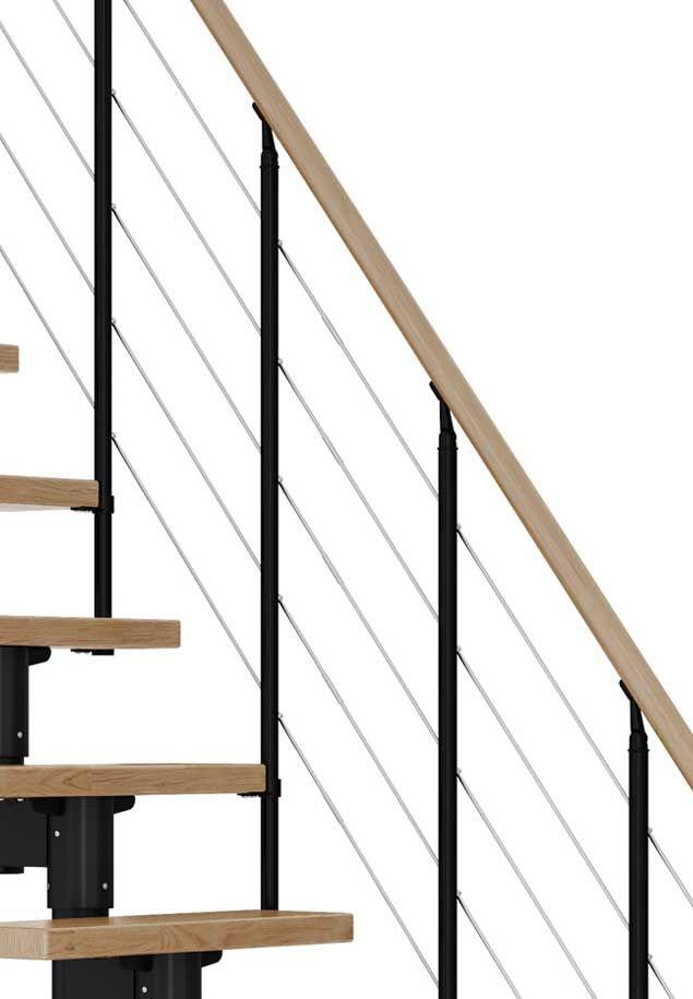 Rampe d'escalier chêne vernis noir style6 13-14 marches