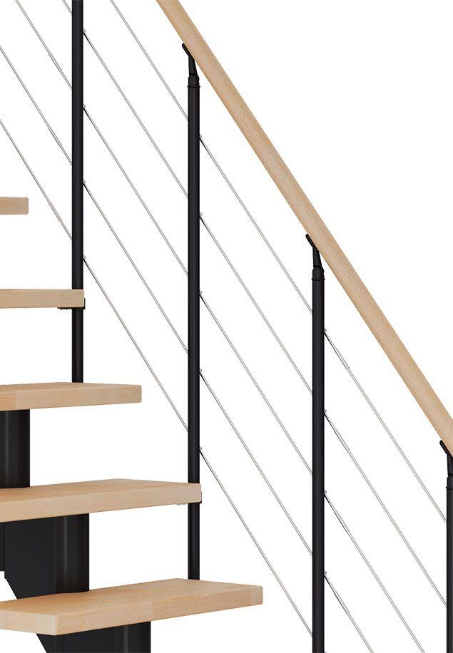 Rampe d'escalier hêtre huilé noir style6 11-12 marches - 2