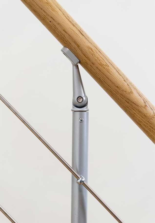 Rampe d'escalier chêne vernis gris perle style6 15 marches - 2