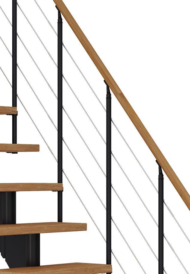 Rampe d'escalier hêtre huilé noir style6 11-12 marches - 2