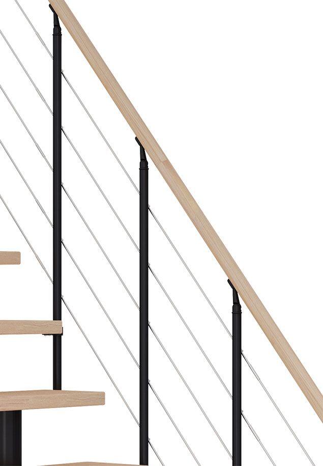 Rampe d'escalier chêne huilé blanc, noir style6 11-12 marches - 2