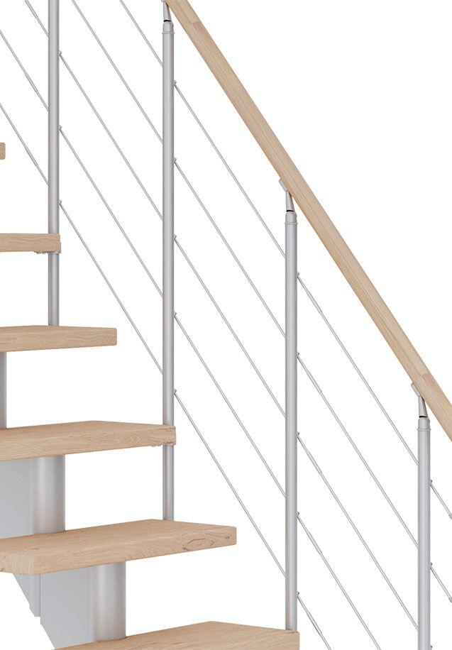 Rampe d'escalier chêne huilé blanc, gris perle style6 11-12 marches - 2