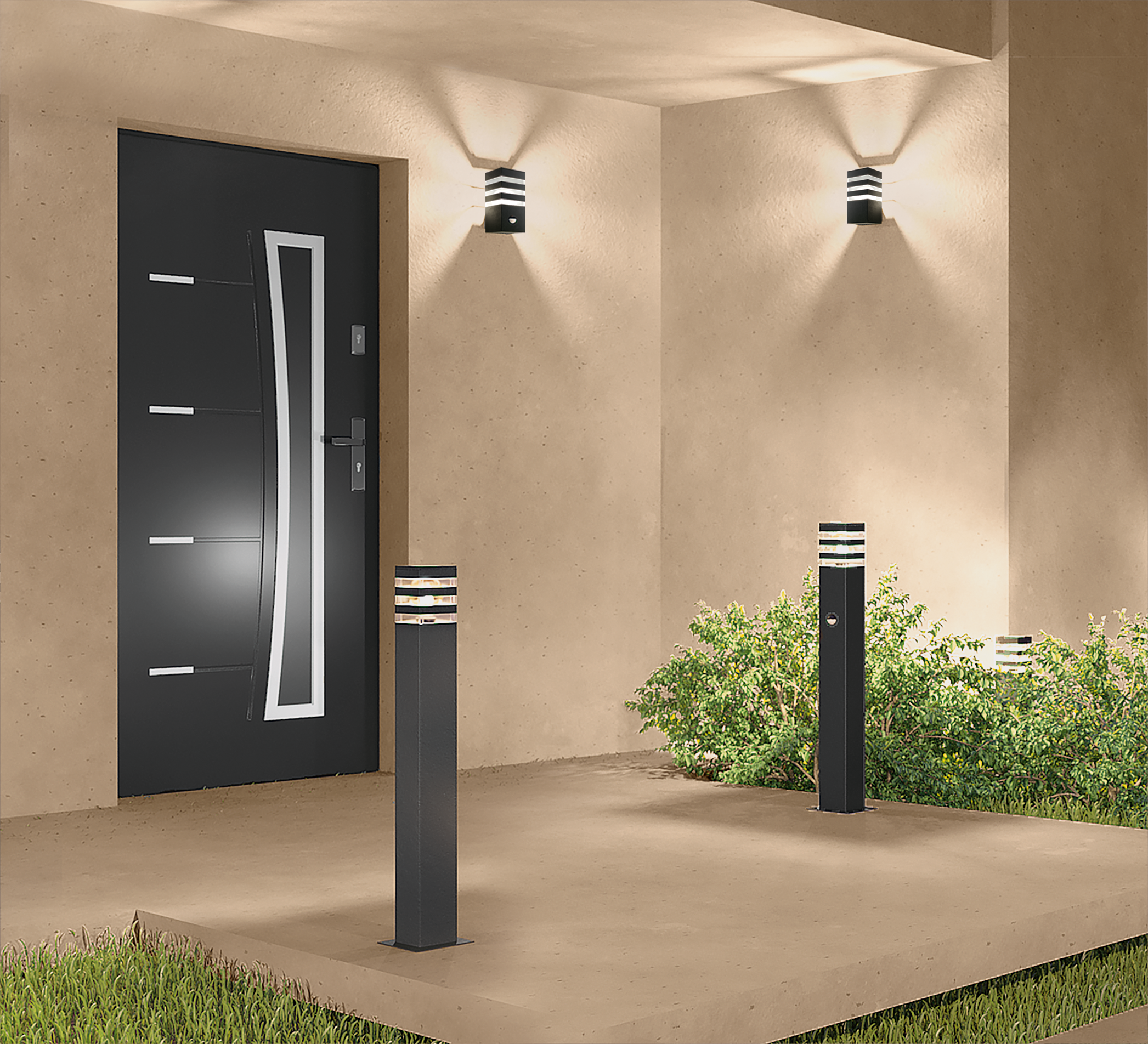 Kinkiet zewnętrzny ogrodowy Teksas z czujnikiem E27 grafit IP44 Goldlux - 2