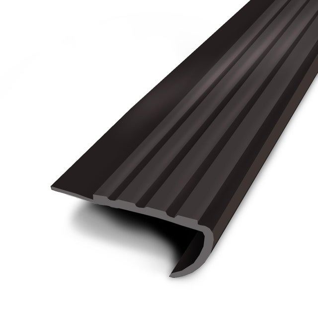 Nez de marche pvc noir strié à coller L.170 x l.6,50 cm 