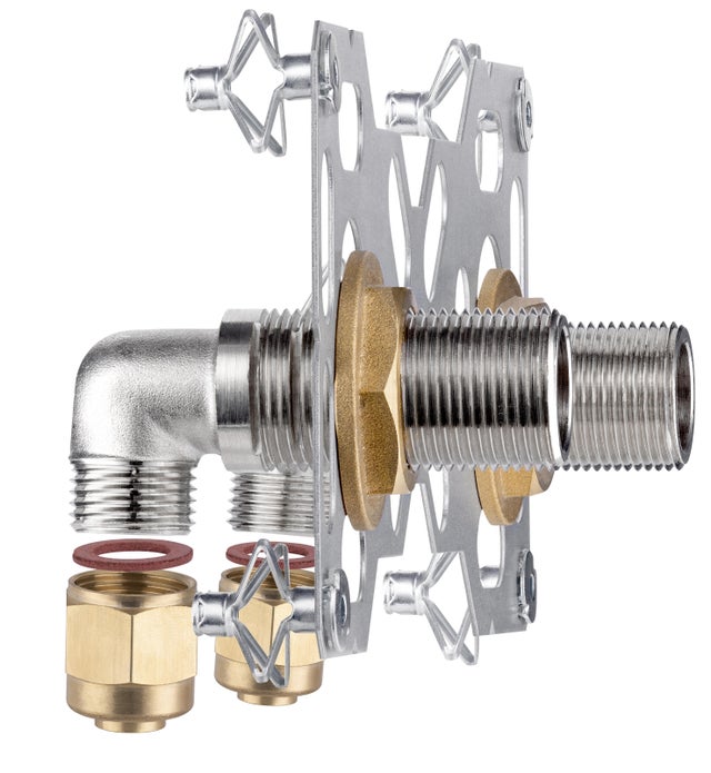 Kit de fixation robinetterie double pour installation en PER à compression Diam.12 mm Easy Fix