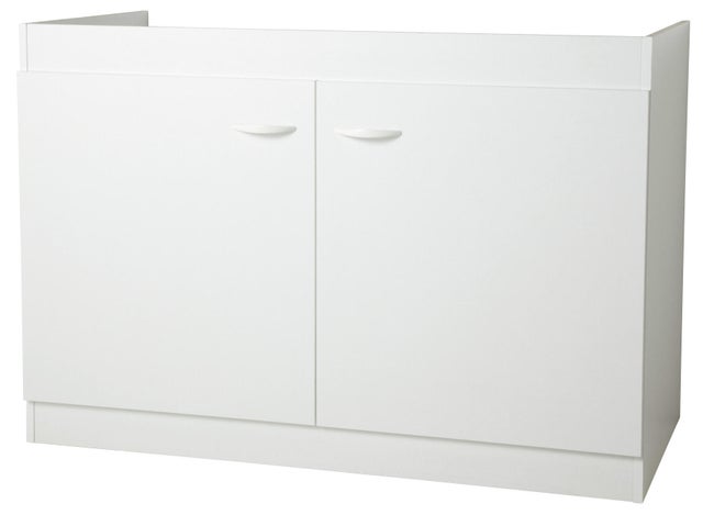 Meuble bas sous évier blanc 2 portes Larg.120 cm