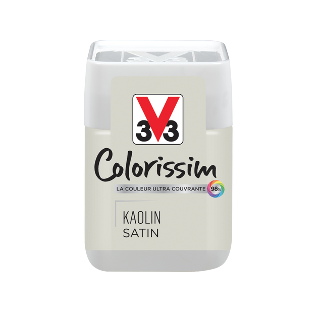 Peinture intérieure multi-supports testeur acrylique satin kaolin 75 ml - V33 COLORISSIM
