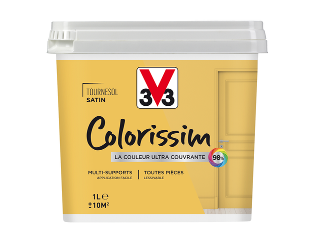 Peinture intérieure multi-supports acrylique satin tournesol 1 L - V33 COLORISSIM