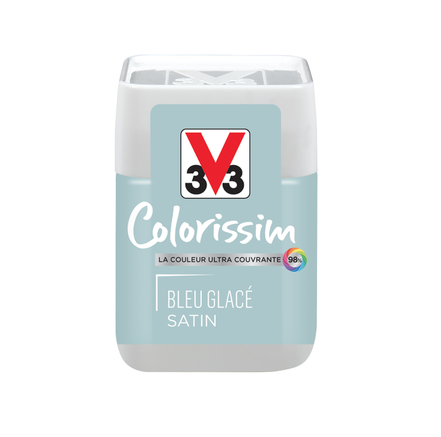 Peinture intérieure multi-supports testeur acrylique satin bleu glacé 75ml - V33 COLORISSIM