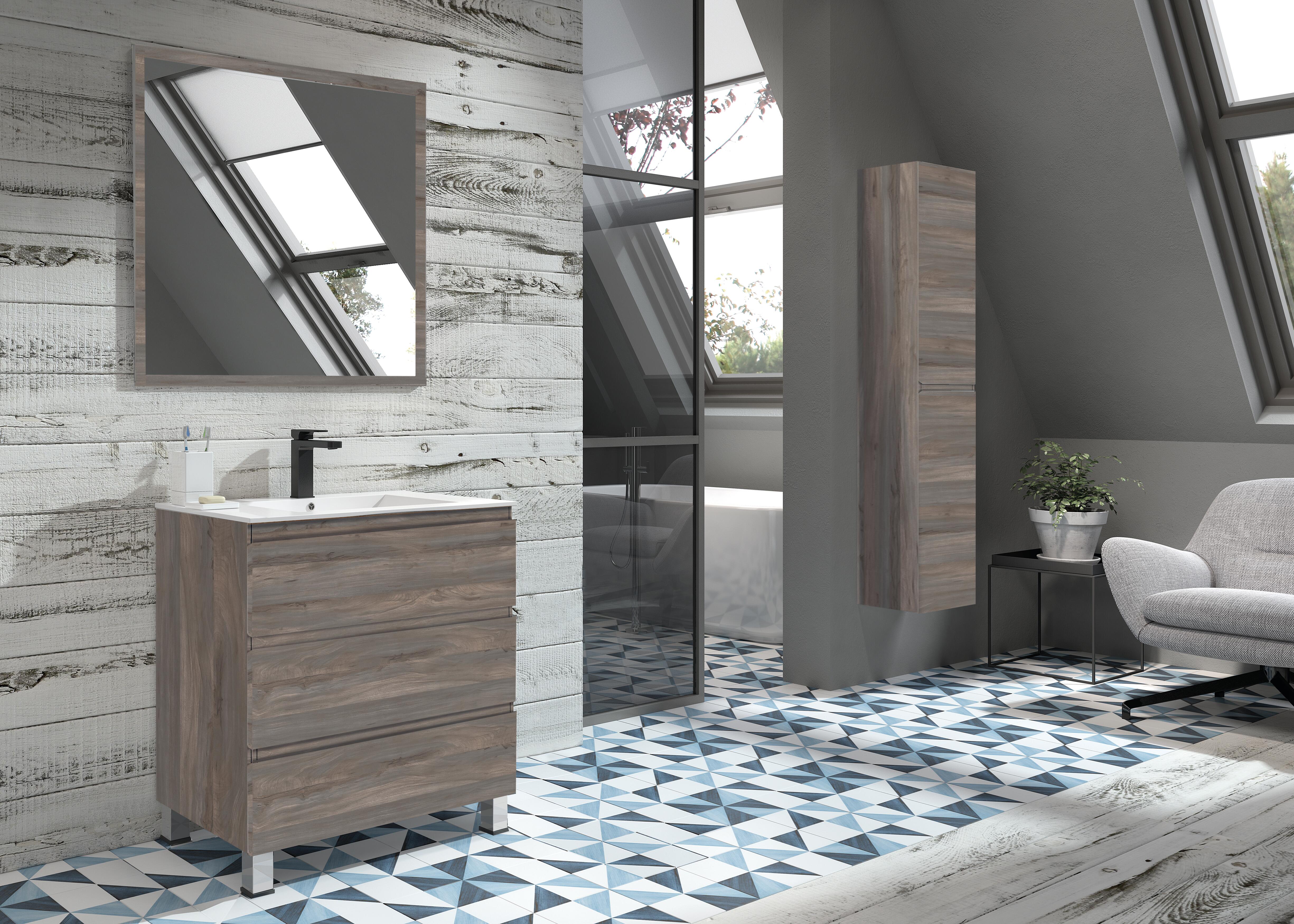 Plan vasque simple céramique blanc L.80 x H.15 x P.46 cm Atlantis - 2