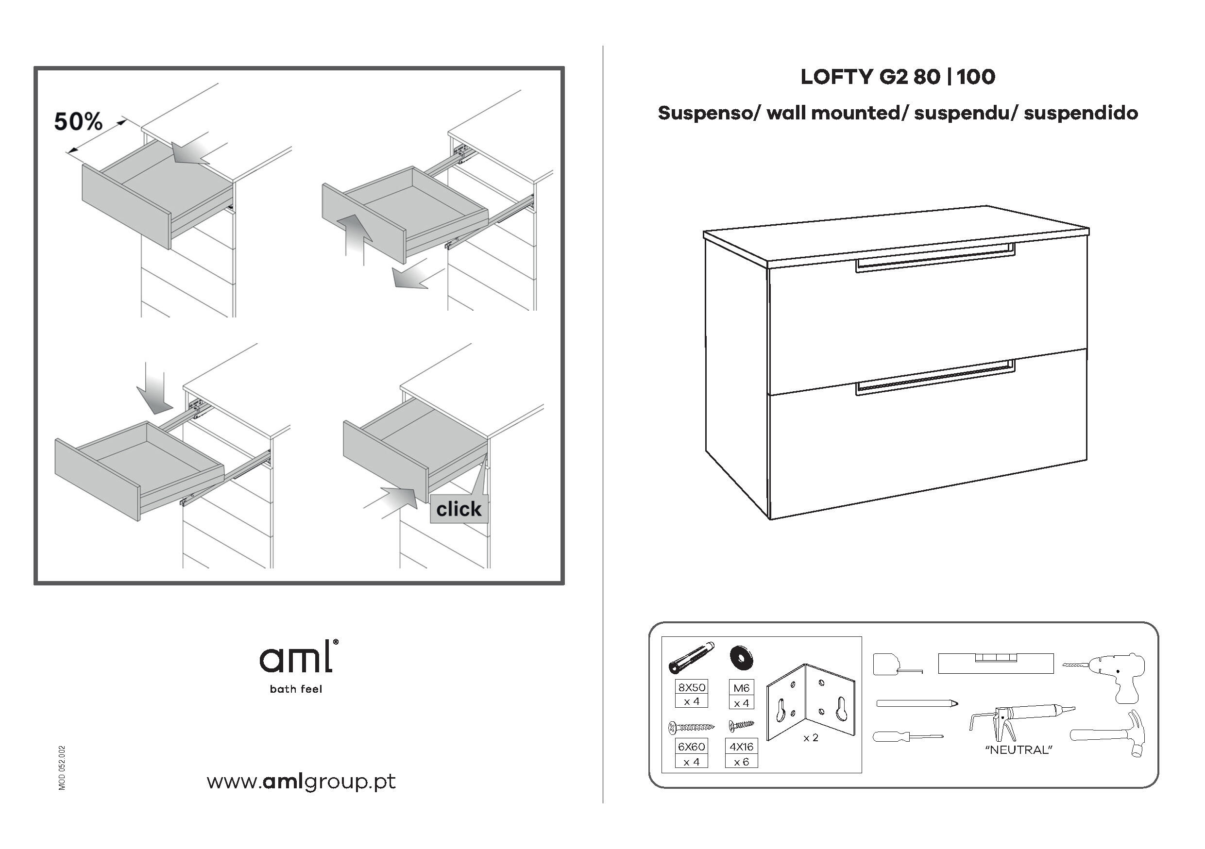 Móvel de casa de banho suspenso 80x45x55 cm preto Lofty - 6