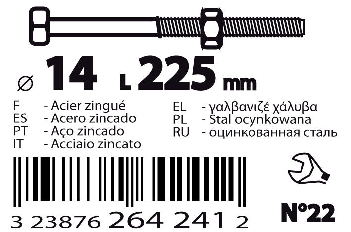 Boulon de charpente acier zingué Diam. 14 x 225 mm - VISWOOD - 3