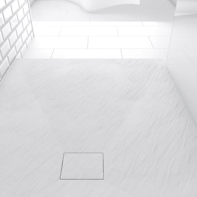 Receveur de douche extra-plat L.120 x l.90 cm Ep.2,6 cm résine blanc - AURLANE Stone 2