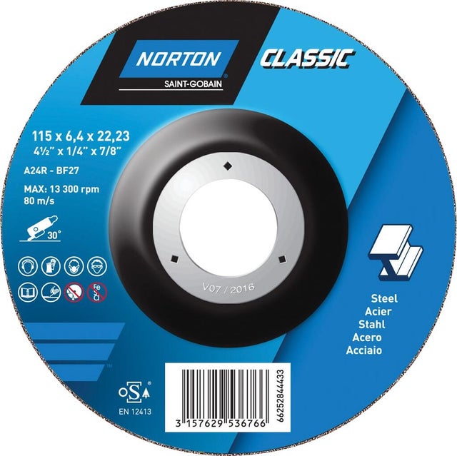 Disque de meulage pour métal acier inox Diam.125 - NORTON