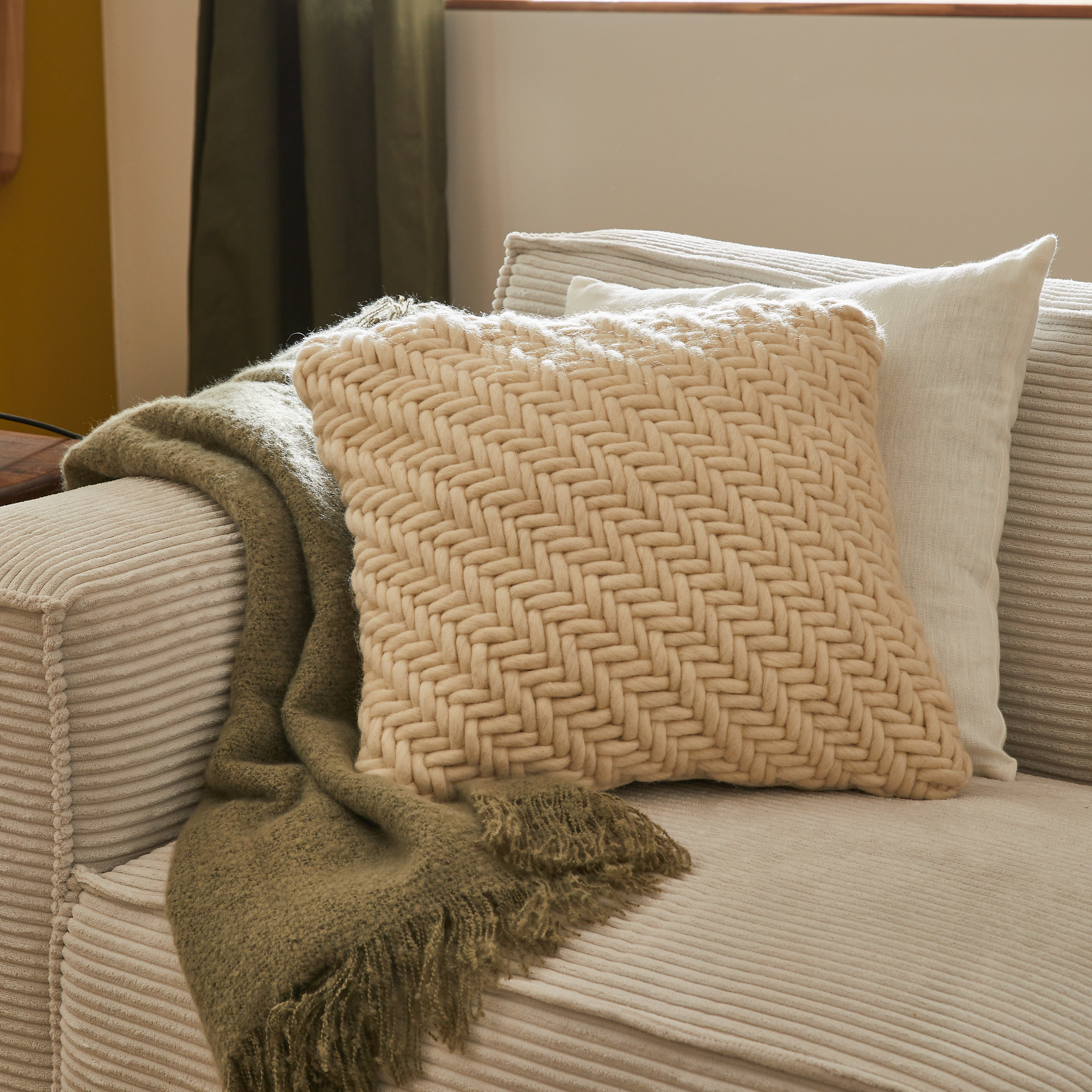 Coussin Bora, laine, blanc cassé l.45 x L.45 cm INSPIRE - 5