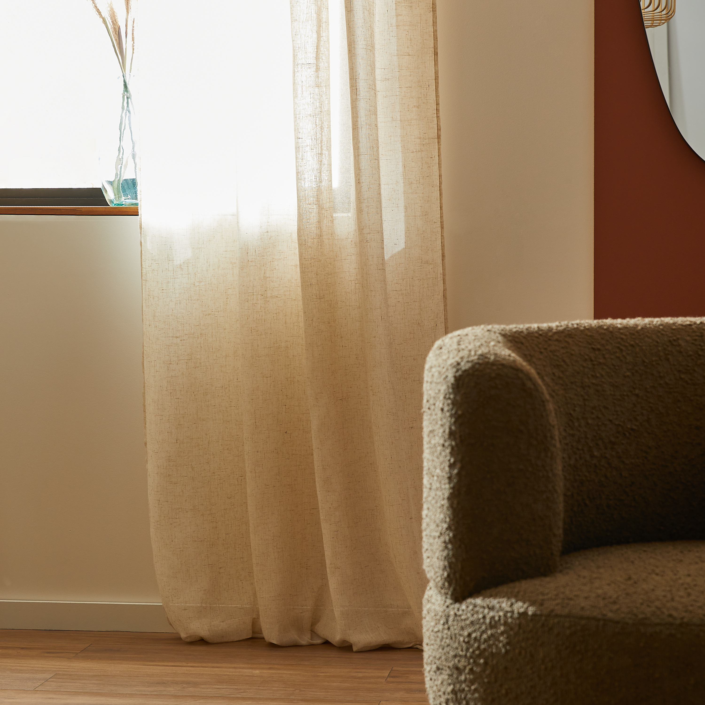 Visillo  cinta frunce, trabilla oculta New Teo  INSPIRE  beige natural de 300x280cm - 3