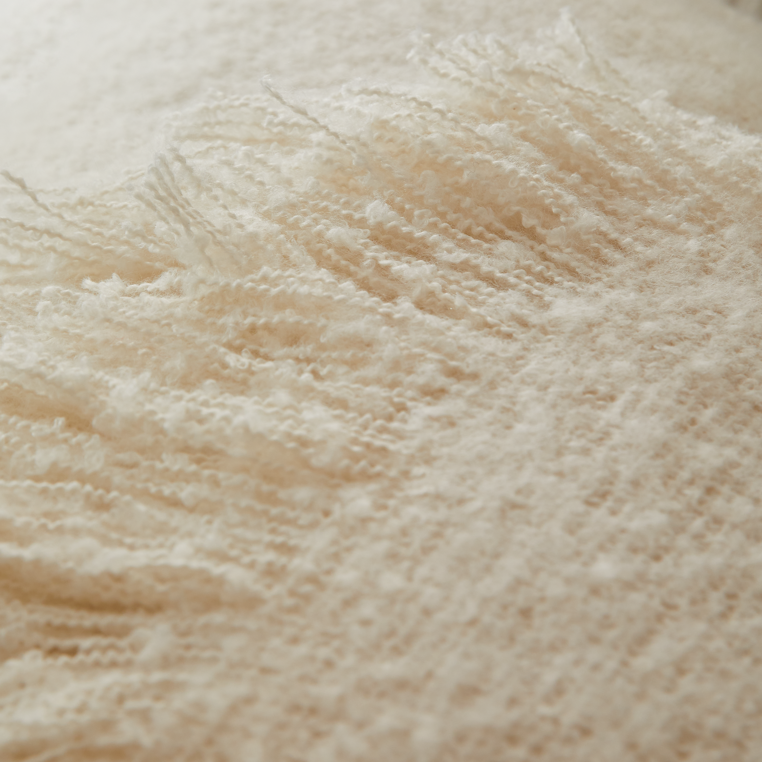 Manta lino Perfia rectangular INSPIRE poliéster liso beige con flecos de 130x170 cm - 6