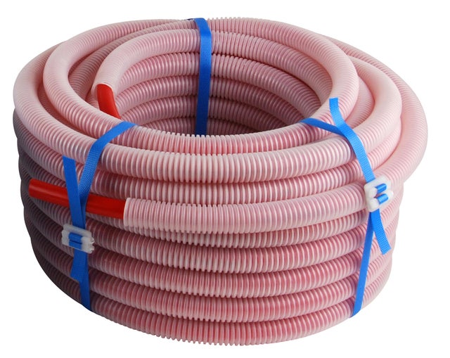Tube PER gainé rouge Diam.12 mm en couronne Long.50 m