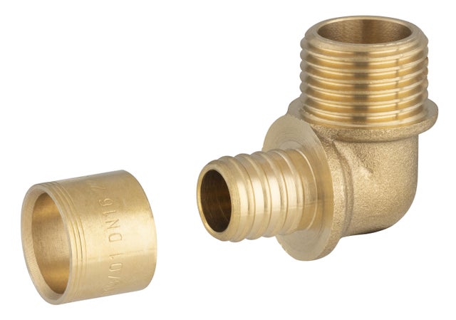 Raccord coude mâle M.15X21(1/2'') PER à glissement Diam.12 mm - (lot de 2)