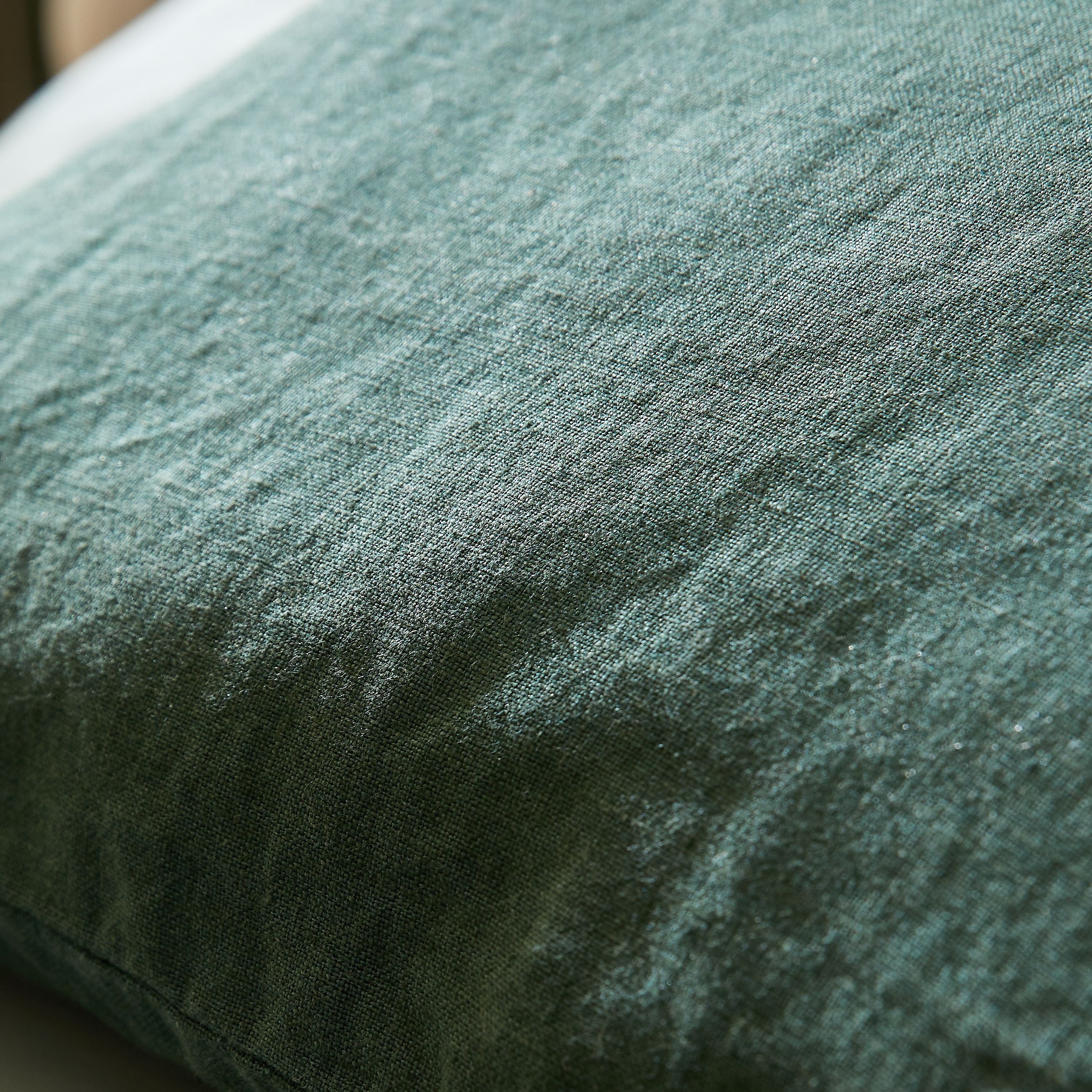 Funda de cojín rectangular Danae 100% lino liso verde cactus doble cara con cremallera INSPIRE 30 x 50 cm - 4