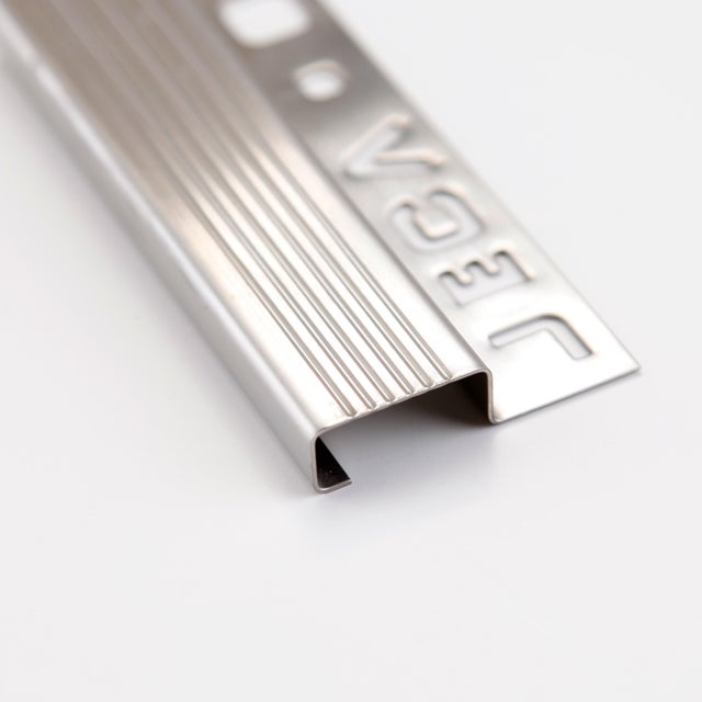 Nez de marche carrelage Ep.10 mm inox brossé mat gris L.2,50 m