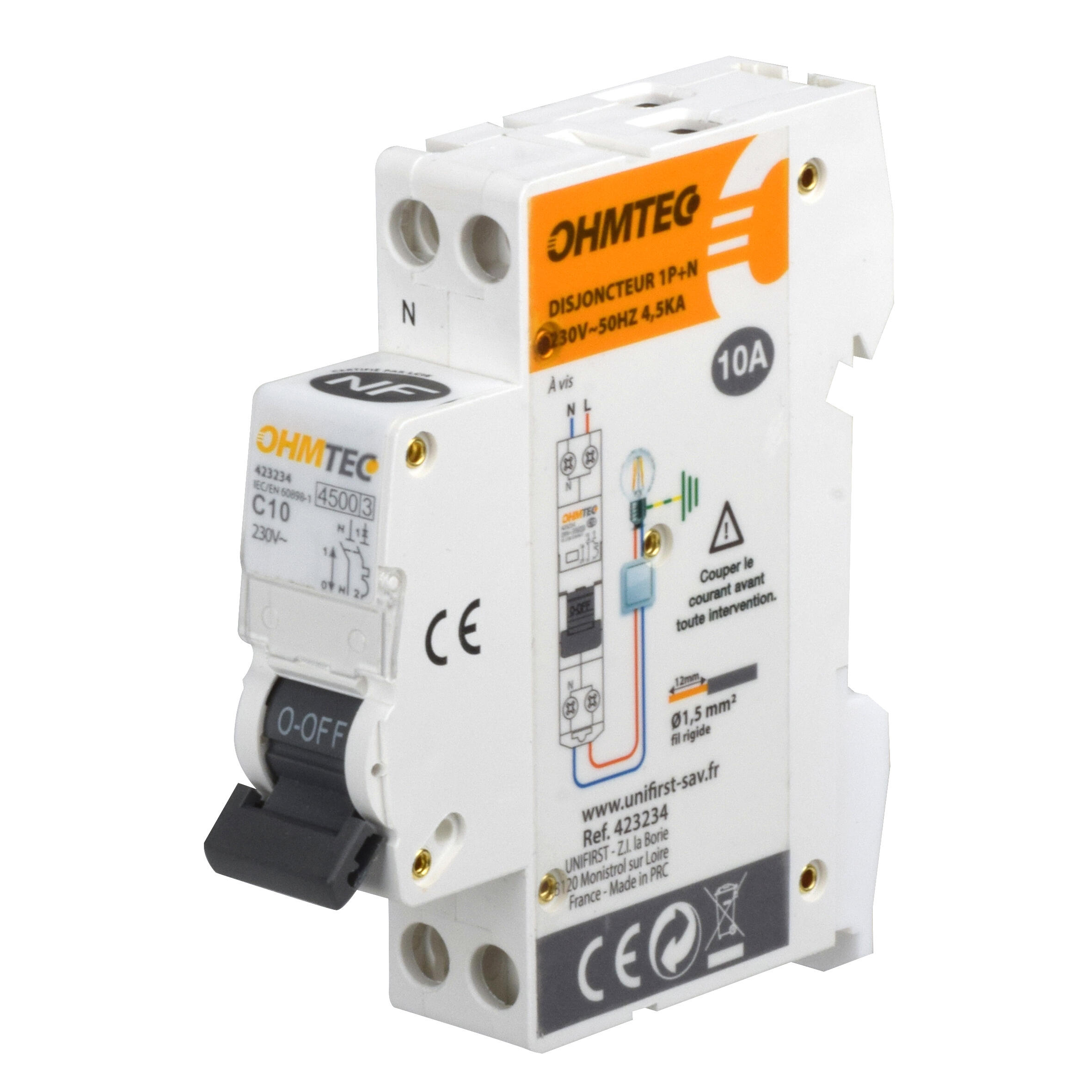 Lot 3 Disjoncteurs Modulaires Siemens 1P+N 10A Courbe C 4,5kA 230V - SENTRON