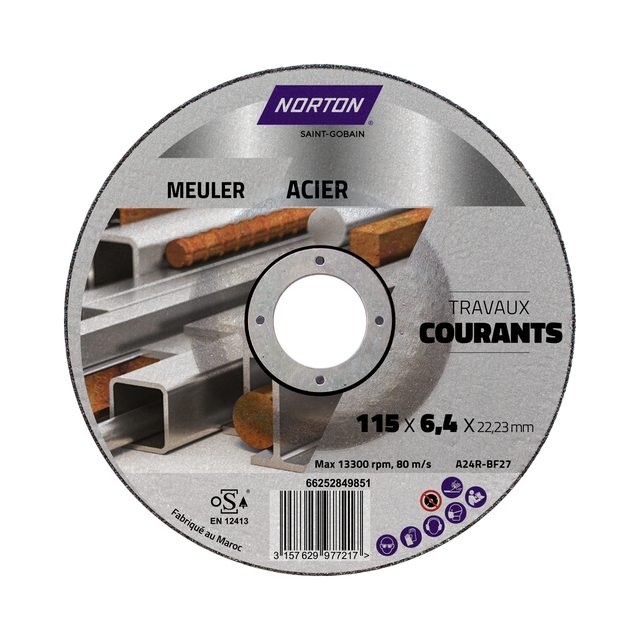 Disque à ébarber pour métal Diam.115 mm - NORTON COURANT
