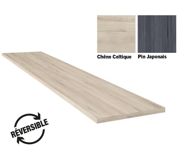 Plan de travail stratifié imitation bois Chêne Celtique / Pin Japonais L.2050 x P.650 x ép.38 mm hydrofuge