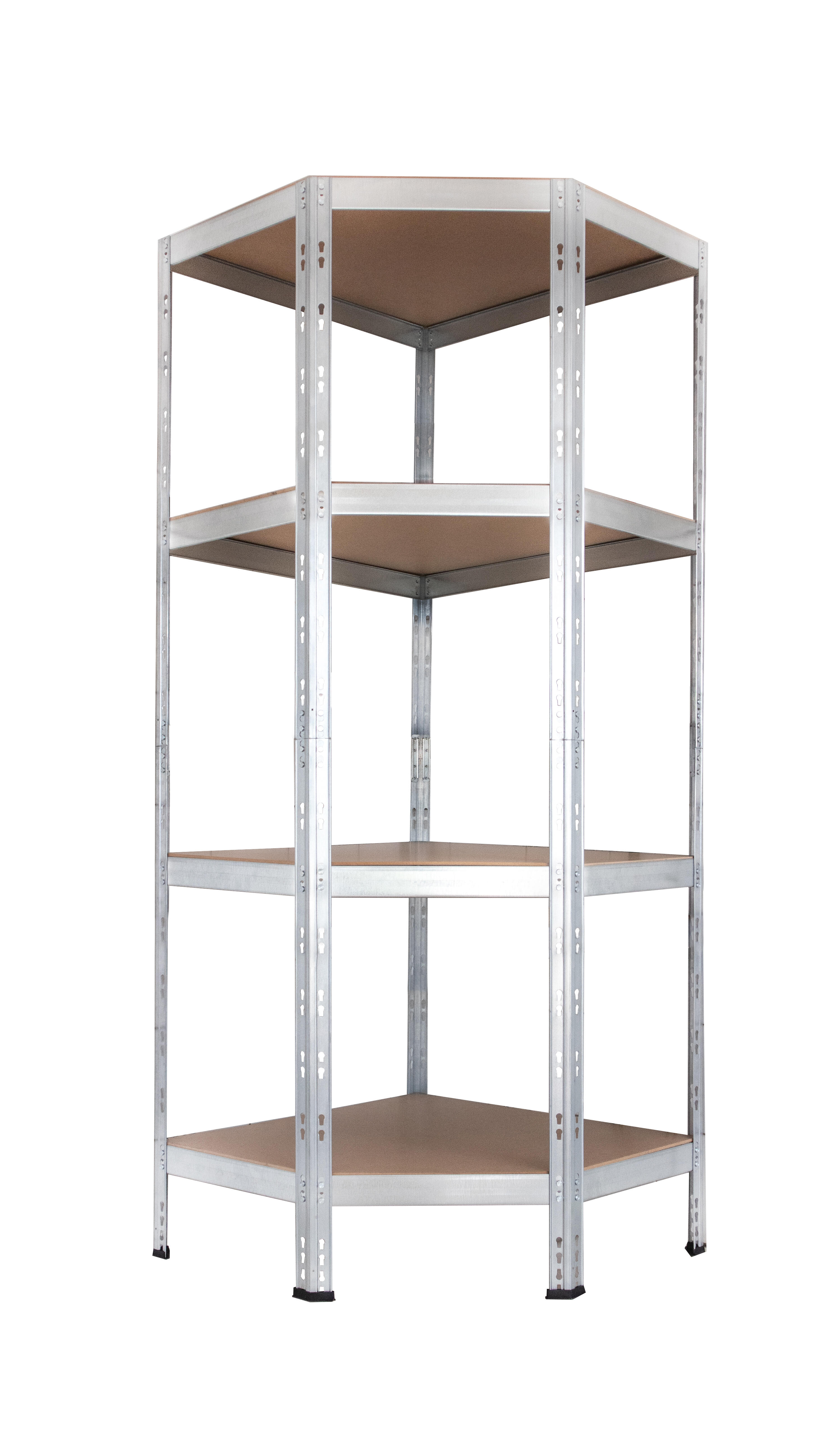 Pack de 2 estanterías 180x90x40cm + estantería esquinera, galva, 4b, 70 kg