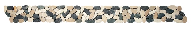 Frise carrelage murale blanc beige et noir l.10 x L.100 cm