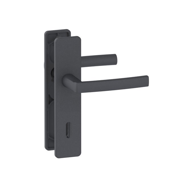 Poignée de porte sur plaque noire entraxe 195 mm Clé en en L KOYA x2  - VACHETTE