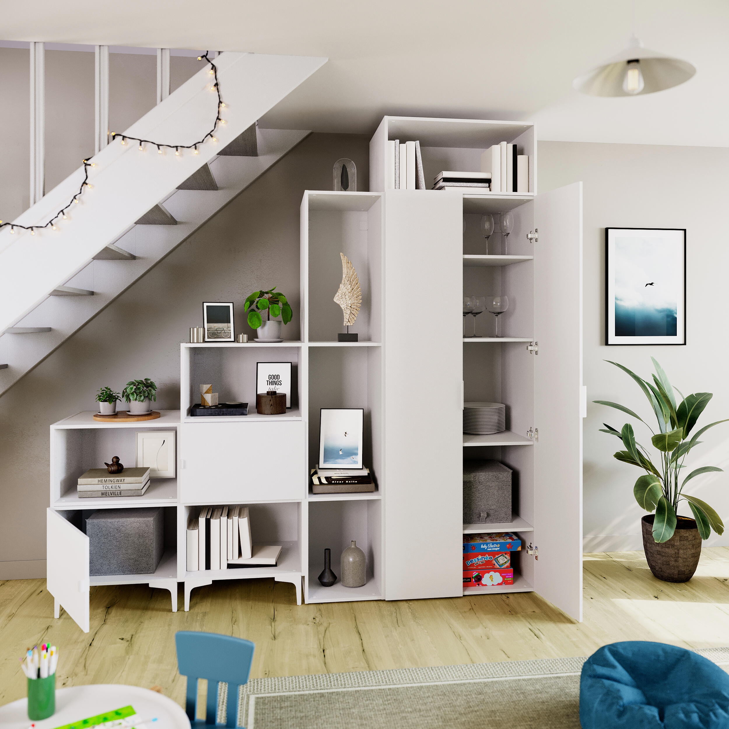 Módulo 204,8x40x54 cm branco Spaceo Evo'M - 3