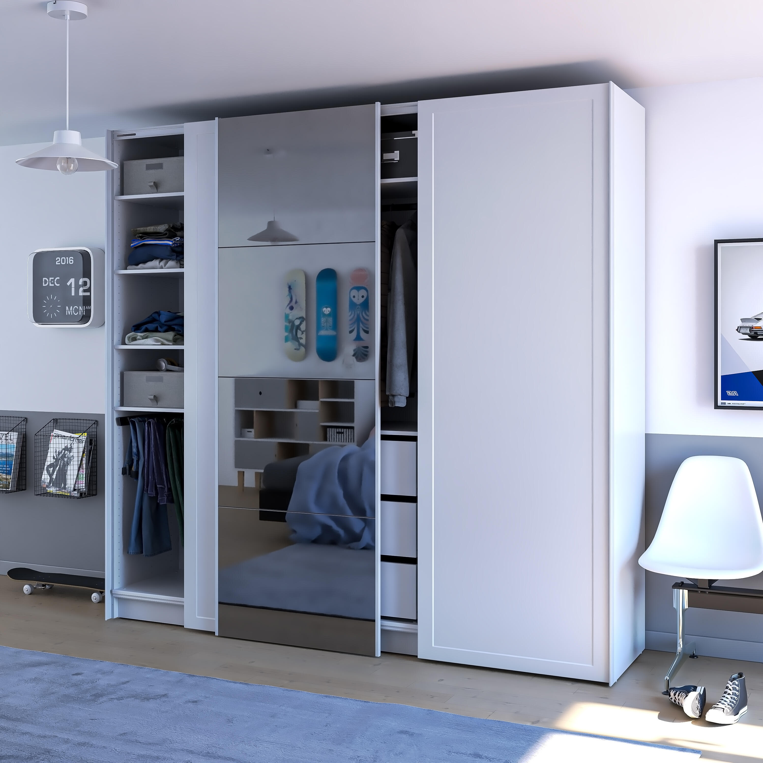 Conjunto calhas guias para 3 portas de correr 240 cm soft close Spaceo Evo'M - 8