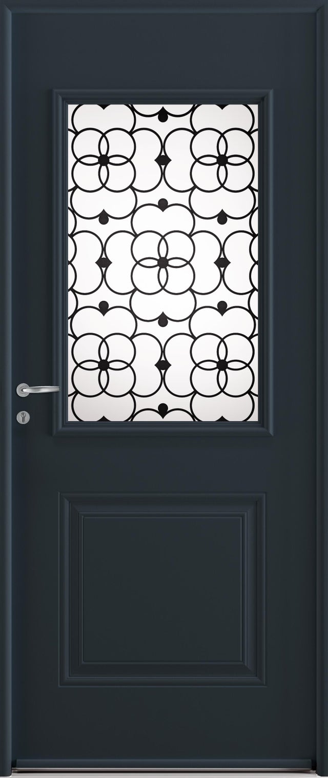 Porte d'entrée acier grise poussant droit H.215 x l.90 cm Bloomy